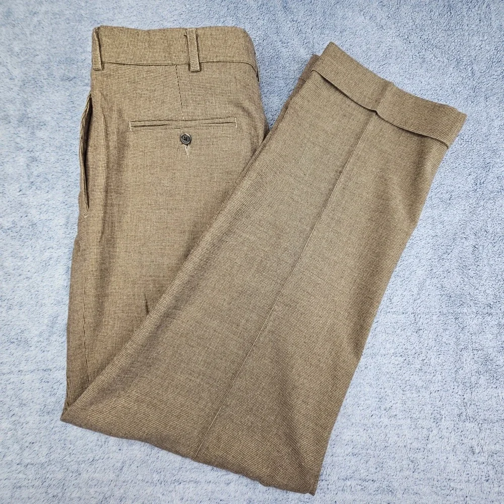 Vintage Polo Ralph Lauren Hayward Pants Mens 34x30 Houndstooth Pleated Cuffed